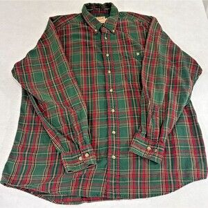 Woolrich Long Sleeve Plaid Flannel Button Up Mens Size XL 100% Cotton Christmas